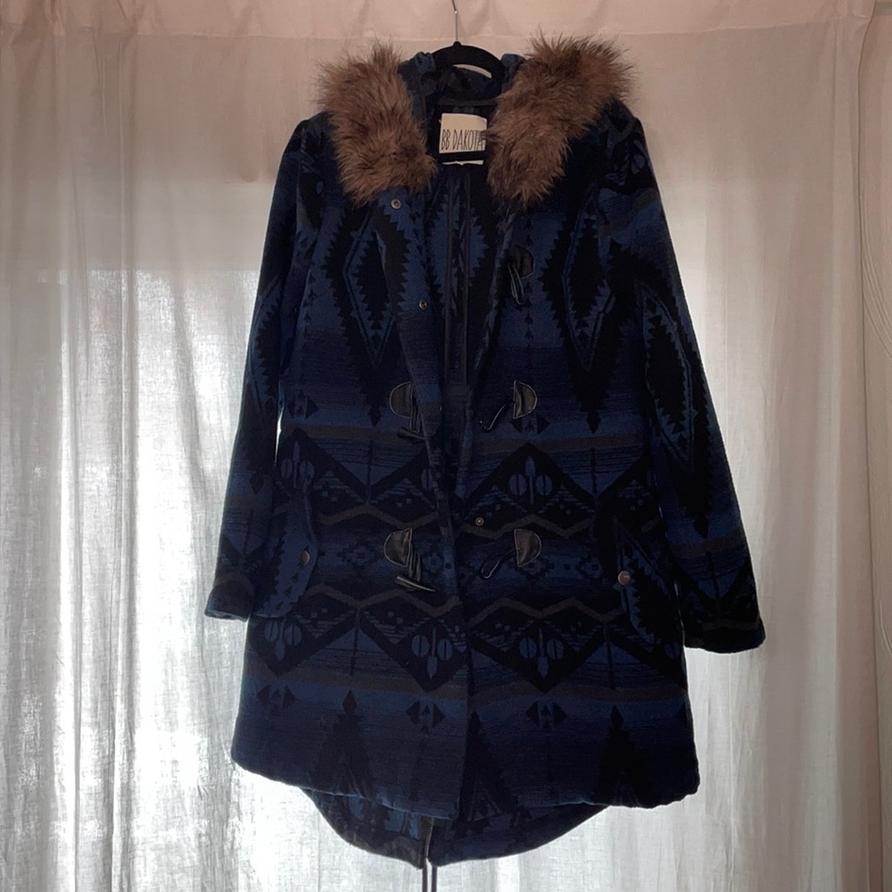 BB Dakota Aztec Print Hooded Coat